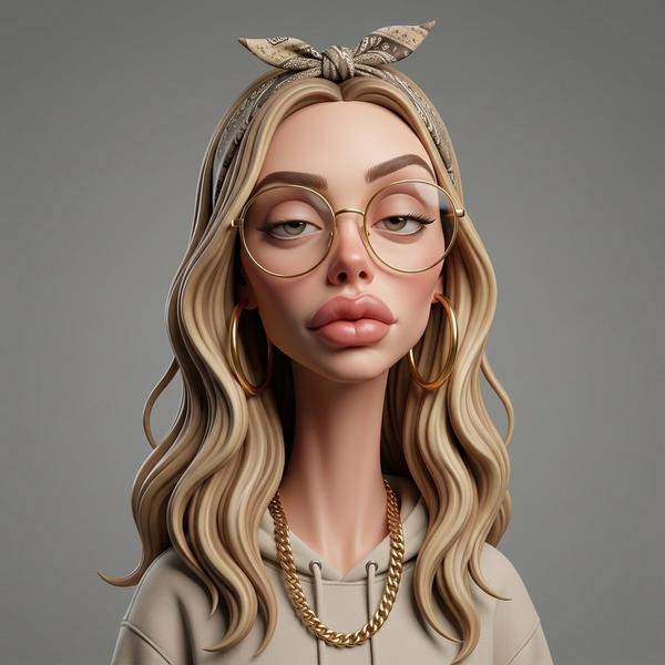 Преувеличенный 3D карикатурный портрет персонажа